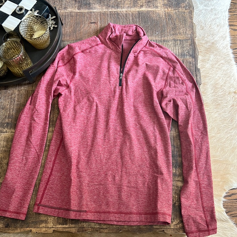 Lululemon red Heather quarter zip benz small